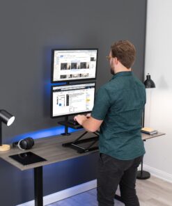 VIVO Dual Monitor Desk Mount Stand with Height Adjustment and VESA Plates for 2 LCD Ultrawide Screens up to 34 inches, Stacked Array, STAND-V002R Black 27 81OWcIwNhxL