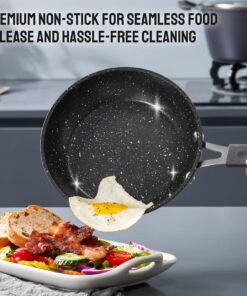 Induction Pots and Pans Set Non-Stick, Induction Cookware Sets 10-PCS, Anti-Scald Handles&Lids, Oven-Proof Frying Pans, Sautépan, Saucepans and Pot for Kitchen, BEZIA 8 81OWcmDNBfL