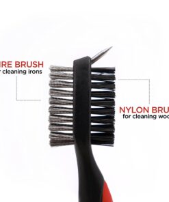 SHAUN WEBB GOLF Brush Cleaner Set - Keep Your Groves Clean for Optimal Performance. Wire and Nylon Bristle Brushes for Golfing Accessories with Retractable Zipline Cord, and Carabiner Clip 12 81OWqdPgtaL