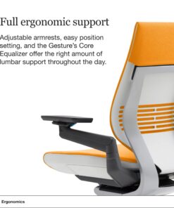 Alternative view of Steelcase Gesture Office Chair - Ergonomic Work Chair with Wheels for Carpet - Comfortable Office Chair - Intuitive-to-Adjust Chairs for Desk - 360-Degree Arms - Tangerine Orange Fabric Tangerine Fabric