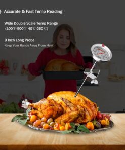 Candy Thermometer Deep Fry/Jam/Sugar/Syrup/Jelly Thermometer with Stainless Steel Large 2" Dial & 9" Accurate Sensitive Long Probe Oil Thermometer Cooking Thermometer Candy DeepFry Thermometer-9 Inch Probe 24 81OYFPnWZjL