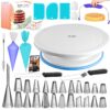 RFAQK 64 PCs Cake Decorating Kit for Beginners Includes Video Course, Booklet + Baking Supplies Gift - Cake Stand, Leveler, 24 Numbered Piping Tips, Straight & Offset Spatula, & Scraper sets 30 81OZD6Hc8NL