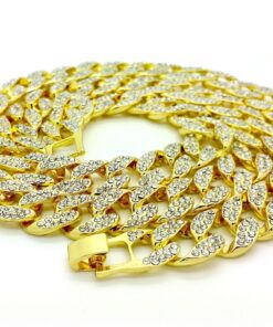 Shiny Jewelers USA Mens Iced Out Hip Hop Gold tone CZ Miami Cuban Link Chain Choker Necklace 18" 12 81OaVSwgwkL