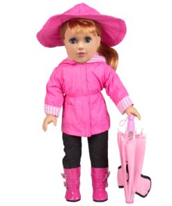 Dress Along Dolly 6pc Rainy Day 18" Doll Outfit- American Clothes & Accessories Set Includes Raincoat, Umbrella, Boots, Hat, Pants & Shirt- Perfect Holiday Girl Gift Set for Less 28 81ObKunHhDL