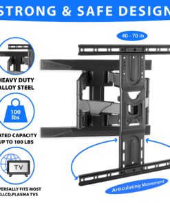 Mount Factory Heavy-Duty Full Motion TV Wall Mount - Articulating Swivel Bracket Fits Flat Screen Televisions from 42" to 70" (VESA 400 x 600 Compatible) - Tilt Swing Out Arm with 10' HDMI Cable 47 81ObeC5RaAS