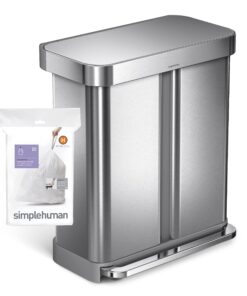 simplehuman Code H Custom Fit Drawstring Trash Bags, 100 Count, 30-35 Liter / 8-9 Gallon, White 20 Count (Pack of 5) 11 81Obp7KXXHL