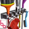 Berry Ave Broom Holder & Wall Mount Garden Tool Organizer - Home Laundry Room, Kitchen, Closet, Shed, Garage Organization and Storage Utility Rack - 5 Slots & 6 Hooks -Rake, Shovel, Mop Hanger (Black) 1 Pack Black 27 81OcrGiut5L