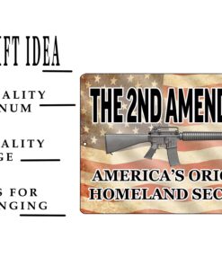 Funny Pro 2nd Amendment Metal Tin Sign Wall Decor Man Cave Bar Americas Original Homeland Security 5 81OdDhfo33L