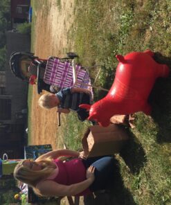 AppleRound Horse Bouncer with Hand Pump, Inflatable Space Hopper, Ride-on Bouncy Horse (Red) Red 31 81OdhOpi7L