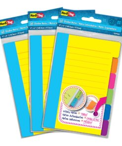 Redi-Tag, RTG10245, Assorted Tab Ruled Sticky Notes, 3 / Pack, Multicolor 3 Pack