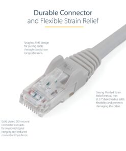 StarTech.com 8ft CAT6 Ethernet Cable - Gray CAT 6 Gigabit Ethernet Wire -650MHz 100W PoE RJ45 UTP Network/Patch Cord Snagless w/Strain Relief Fluke Tested/Wiring is UL Certified/TIA (N6PATCH8GR) 8 ft / 2.4 m 1 Pack 9 81OfE3g0apL