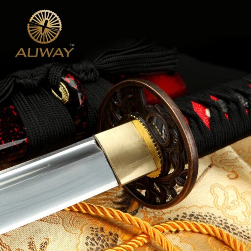 Auway 40" Orchid Tsuba Fully Handmade High Carbon Steel Full Tang Blade Real Japanese Katana Samurai Swords