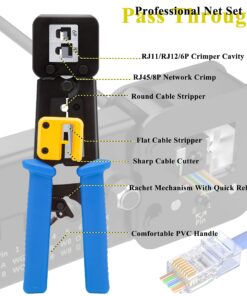 Alternative view of LETB Network Tool Kit Set, Cable Tester Repair Tools Wire Stripping Cutter, Coax Crimper Plug Crimping, Punch Down RJ11 RJ45 Cat5 Cat6 Wire Data Detector Stripper, (A)