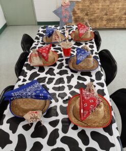 JOYIN Toy Pack of 12 Childs Straw Cowboy Hats with Cowboy Bandannas (6 Red & 6 Blue) Christmas Party Favors 35 81OiQkSXfbL