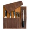 Hide & Drink, Rustic Knife Roll Case (5 pockets), Compact Carry-On Bag for Traveling Chefs & Cooks, Kitchen Tool Storage Organizer, Full Grain Leather, Handmade, Bourbon Brown 66 81OjGvT9K4L