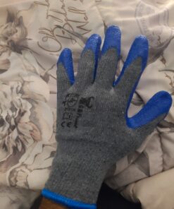 G & F Products - 3100L-DZ-Parent 12 Pairs Large Rubber Latex Double Coated Work Gloves for Construction, gardening gloves, heavy duty Cotton Blend Blue Large (Pack of 12) General Purpose 48 81OkV46PlUL 1