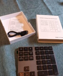 Bluetooth Number Pad, Lekvey Aluminum Rechargeable Wireless Numeric Keypad Slim 34-Keys External Numpad Keyboard Data Entry Compatible for Macbook, MacBook Air/Pro, iMac Windows Laptop Surface Pro etc Bluetooth - Black 42 81Okh9kRdlL