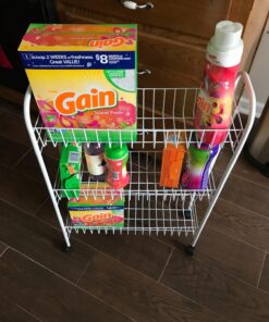 Household Essentials 05121 Slim Line 3-Tier Metal Storage Cart | Laundry Room Rolling Organizer | White 7" White - Basic 31 81OmFR0OOTL