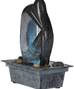 Modern Silhouette Zen Indoor Small Tabletop Water Fountain with 4-LED Light Cluster Faux Black Marble Stone 10" for Table Desk-Top Office Bedroom House Relaxation Living Room - John Timberland 21 81OmM3OjXbL