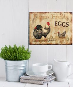 Alternative view of Barnyard Designs 'Farm Fresh Eggs' Retro Vintage Metal Tin Bar Sign, Decorative Wall Art Signage, Primitive Farmhouse Country Kitchen Home Décor, 13" x 10" Fresh Eggs 2