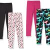 Amazon Essentials Girls and Toddlers' Leggings (Previously Spotted Zebra), Multipacks 4 Black/Pink/White/Horses X-Large 86 81OpvhzjOJS
