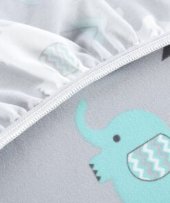 Stretchy Fitted Crib Sheets Set BROLEX 2 Pack Portable Crib Mattress Topper for Baby Boys Girls,Ultra Soft Jersey,Full Standard,Elephant & Whale Grey Teal 26 81OqVMSy9wL 2