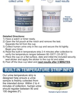 5 Pack Identify Diagnostics 10 Panel Drug Test Cup - Testing Instantly for 10 Different Drugs THC50, COC, OXY, MOP, AMP, BAR, BZO, MET, MTD, PCP ID-CP10 (5) 5 16 81OqisUq gL 1