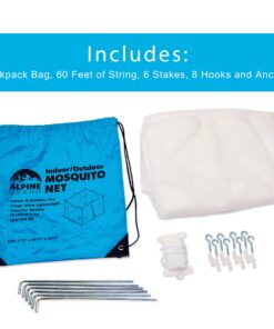 Premium Mosquito Net for Double Bed, crib, hammock or camping by Alpine Grand, Full hanging kit with extra-long strings and 8 hooks, Free Carry Bag 14 81OrM2hPWlL