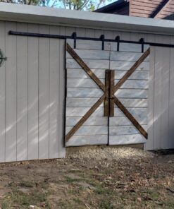 SMARTSTANDARD 13 Feet Heavy Duty Double Door Sliding Barn Door Hardware Kit - Smoothly and Quietly -Easy to Install -Includes Step-by-Step Installation, Fit 36"-40" Wide Door Panel(J Shape Hanger) 51 81OrebvmNZL