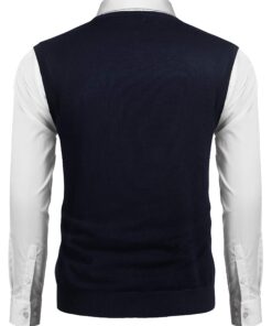 Alternative view of COOFANDY Men's Sleeveless V Neck Pullover Sweater Slim Fit Casual Argyle Sweater Vest XX-Large Navy Blue