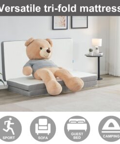 Kingfun Folding Mattress, 3 inch Tri-fold Memory Foam Mattress Topper with Washable Cover,Folding Mattress CertiPUR-US Certified, Play Mat, Foldable Bed, Guest beds, Camp Portable Bed,Single Single 17 81OrpT6SmeL