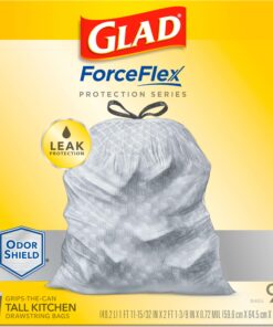 Glad Tall Kitchen Protection Series Drawstring Trash Bags -13 Gallon Grey Trash Bag - 90 Count 90 Count (Pack of 1) 41 81OtX8EmVZL