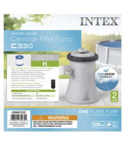 INTEX C330 Krystal Clear Cartridge Filter Pump for Above Ground Pools: 330 GPH Pump Flow Rate – Improved Circulation and Filtration – Easy Installation – Improved Water Clarity – Easy-to-Clean 330 Gallons Per Hour 10 81OugDOedWL