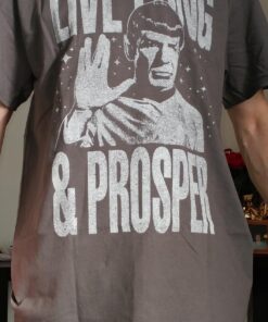 Popfunk Classic Star Trek Spock Live Long and Prosper T Shirt & Stickers Large Star Trek - Charcoal 15 81OwptsDzZL