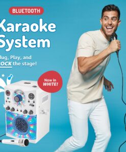 Singing Machine Portable Karaoke Machine for Adults & Kids with Wired Microphone, White - Built-In Speaker, Bluetooth with LED Disco Lights - Karaoke System with CD+G Player & USB Connectivity 16 81OwzkY2mmL