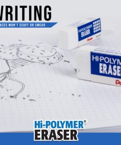 Pentel Hi-polymer Block Eraser, Large, 3 Pack, White (ZEH10BP3-K6) Large Block Eraser 22 81OyAIbRIlL 1