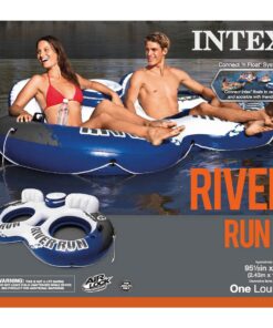 Intex River Run II Model 58837EP 18 Gauge Lightweight Durable Water Tube Float Raft Lounger with Built in Cooler and Cup Holder 2 Pack 22 81OzT5YBTKL