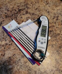 KIZEN Digital Meat Thermometer with Probe - Instant Read Food Thermometer for Cooking, Grilling, BBQ, Baking, Liquids, Candy, Deep Frying, and More - Black/White 38 81OzVr7i9LL