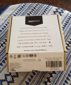 Amazon Basics 24W Two-Port USB-A Wall Charger (12W, 2.4A per port) for Phones (iPhone 15/14/13/12/11/X, Samsung, and more), non-PPS, Black Dual Port 18 81OziUFrjWL