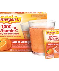Emergen-C 1000mg Vitamin C Powder for Daily Immune Support Caffeine Free Vitamin C Supplements with Zinc and Manganese, B Vitamins and Electrolytes, Super Orange Flavor - 30 Count 30 Count (Pack of 1) 25 81P 30cmTcL
