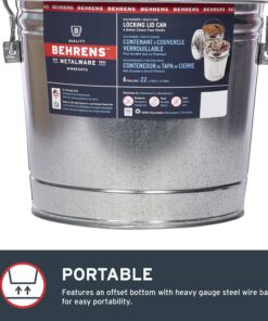 Behrens 6106K Galvanized Steel Locking Lid Trash Can, 6-Gallon 24 81P0MN2bKgL