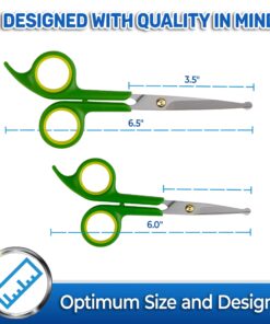 PET MAGASIN Japanese Stainless Steel Grooming Scissors (2) for Facial Hair and Larger for Body Trimming with Round Tip Grooming Sets 23 81P1lc064AL