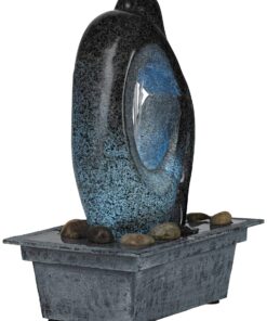 Modern Silhouette Zen Indoor Small Tabletop Water Fountain with 4-LED Light Cluster Faux Black Marble Stone 10" for Table Desk-Top Office Bedroom House Relaxation Living Room - John Timberland 22 81P2UQRw2L