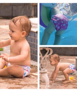 ALVABABY Swim Diapers 2pcs Baby & Toddler Snap One Size Reusable Adjustable Baby Shower Gifts Baby Boy SW09-10 01 Fish & Sailboat Small 16 81P2h 7MRwL