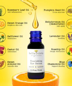 Bella Virtu Organics, Nourishing Eye Serum, for Dark Circles and Puffiness, USDA Organic ingredients, with Rosehip Oil, Eye bag reducer, Aging, Wrinkle, Fine lines, Crows feet (0.5oz/15ml) 10 81P6IGiTGLS