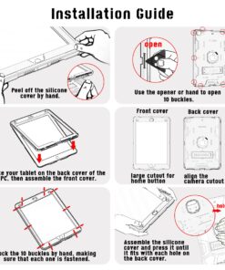 Rantice iPad 6th Generation Cases , 5th Case , Air 2 9.7 Shockproof Rugged Drop Protection Cover Built with Kickstand for 9.7'' A1893/A1954/A1822/A1823 (Black) Black 27 81P9bQVd5eL