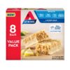 Atkins Lemon Snack Bar, Made with Real Almond Butter, 1g Sugar, Gluten Free, High in Fiber, Keto Friendly, 8 Count Lemon Bar 8 Count (Pack of 1)