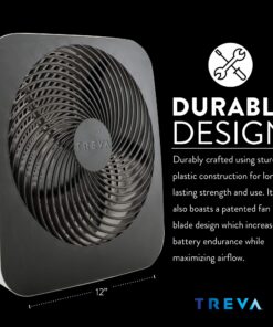 Treva 10-Inch Portable Fan, Powered by Battery and/or AC Adapter - Desk Fan Air Circulating with 2 Cooling Speeds, Personal Fan and Travel Fan for all your needs Black 24 81PCLjIvN5L