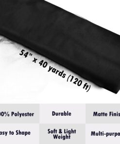 Craft And Party, Black Fabric Tulle Roll 54 Inch by 40 Yards (120 ft) Fabric Tulle Bolt for DIY Tutu Skirt, Wedding and Decoration (Black) 54" x 40 yards 22 81PCs6IQGIL