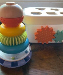 Amazon Basics Wooden Shape Sorter and Rainbow Stacker, Classic Sorting Toy for Babies, Toddlers, Children Age 12+ Months, Multicolor 56 81PD4 txpcL